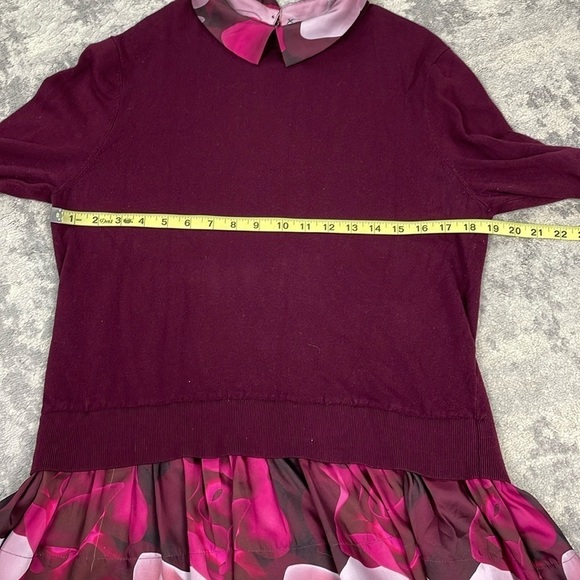 Ted Baker Brianca Porcelain Rose Layered Look Sweater Purple Peplum Sz 4 - Picture 10 of 13